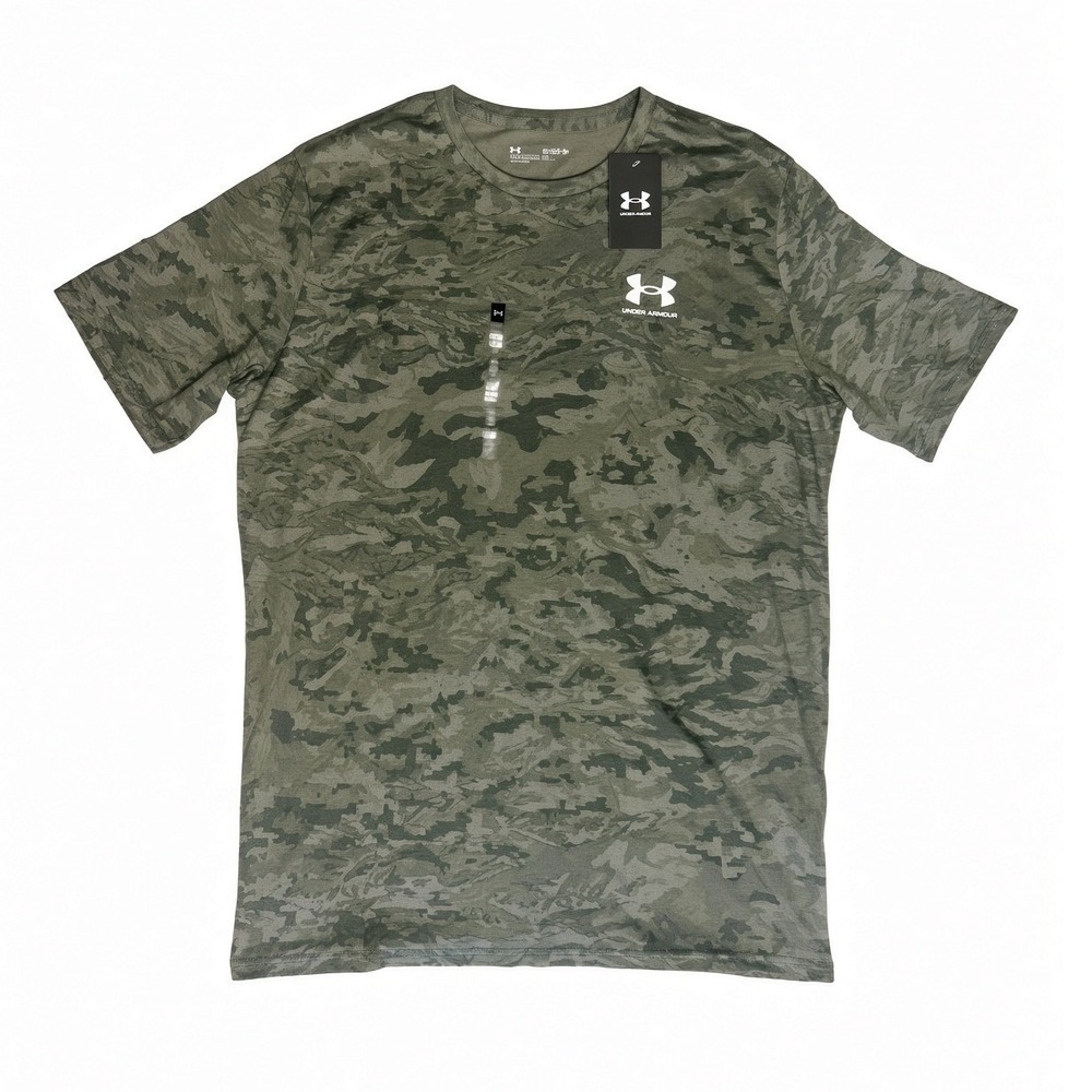 Under Armour Mens Camo Short Sleeve T-Shirt Olive Green XLT